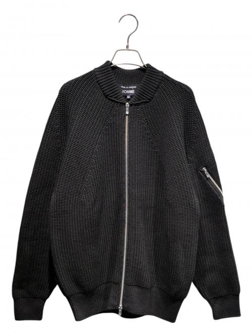 COMME des GARCONS HOMME（コムデギャルソン オム）COMME des GARCONS HOMME (コムデギャルソン オム) BATONER (バトナ―) Wool Worsted Half Cardigan ブラック サイズ:Lの古着・服飾アイテム