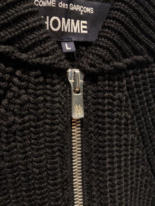 COMME des GARCONS HOMME（コムデギャルソン オム）COMME des GARCONS HOMME (コムデギャルソン オム) BATONER (バトナ―) Wool Worsted Half Cardigan ブラック サイズ:Lの古着・服飾アイテム