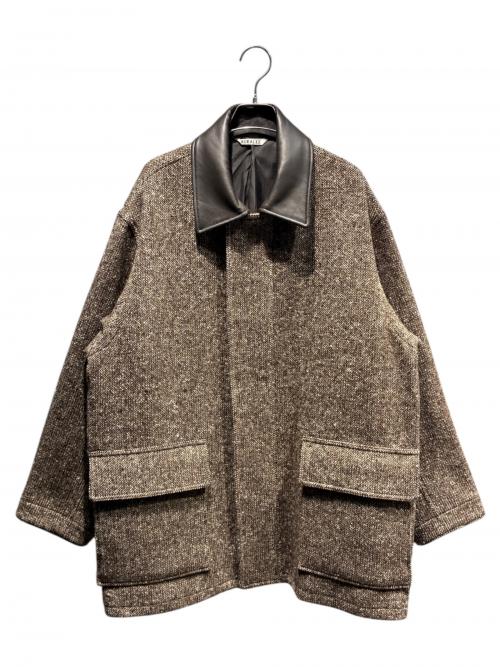 AURALEE（オーラリー）AURALEE (オーラリー) HOMESPUN TWEED ZIP BLOUSON ブラウン サイズ:4の古着・服飾アイテム