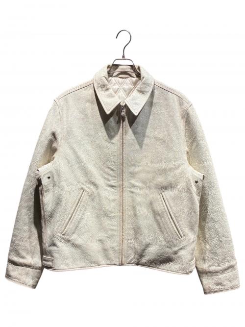 stussy（ステューシー）stussy (ステューシー) ガレージクラックドレザージャケット ホワイト サイズ:Lの古着・服飾アイテム