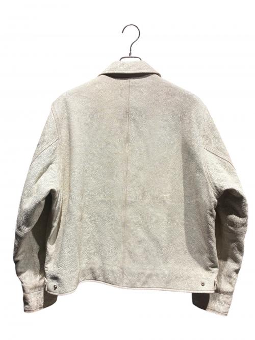 stussy（ステューシー）stussy (ステューシー) ガレージクラックドレザージャケット ホワイト サイズ:Lの古着・服飾アイテム