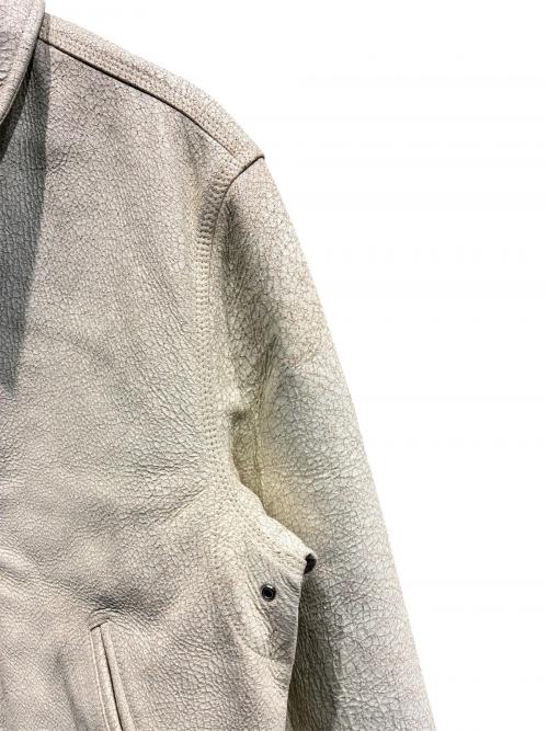 stussy（ステューシー）stussy (ステューシー) ガレージクラックドレザージャケット ホワイト サイズ:Lの古着・服飾アイテム