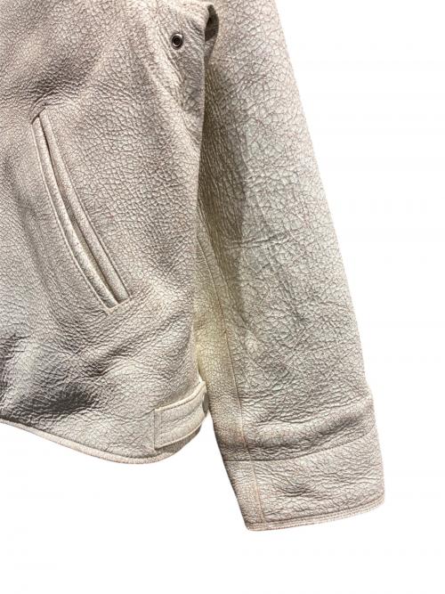 stussy（ステューシー）stussy (ステューシー) ガレージクラックドレザージャケット ホワイト サイズ:Lの古着・服飾アイテム