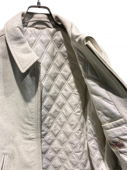 stussy（ステューシー）stussy (ステューシー) ガレージクラックドレザージャケット ホワイト サイズ:Lの古着・服飾アイテム