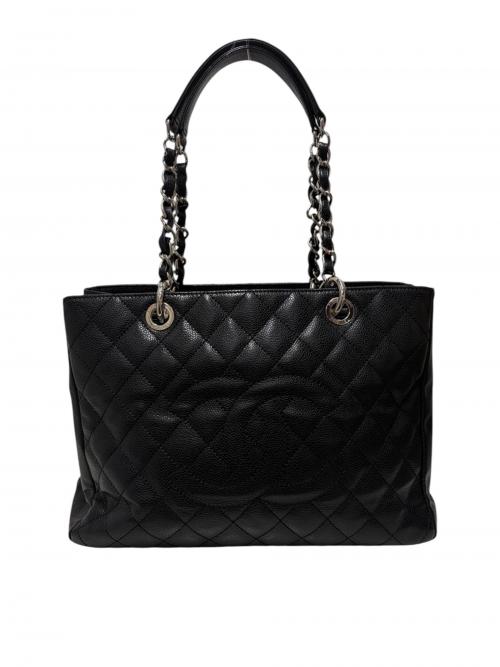 CHANEL（シャネル）CHANEL (シャネル) GSTトートバッグ ブラック×シルバー金具 サイズ:-の古着・服飾アイテム