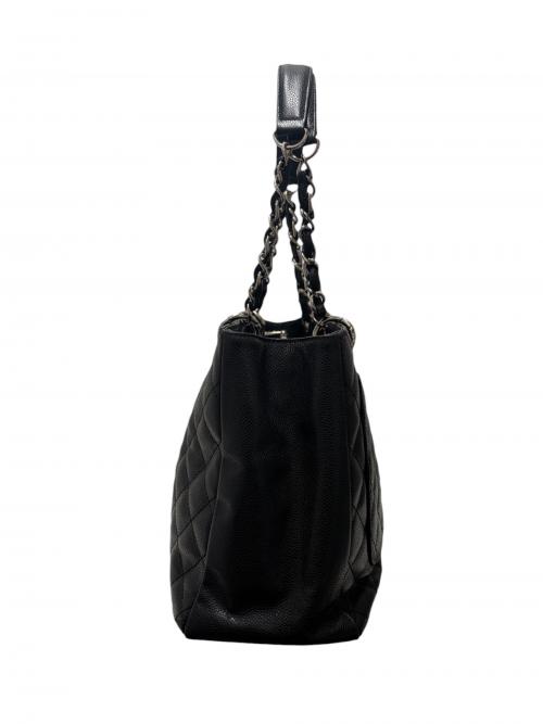 CHANEL（シャネル）CHANEL (シャネル) GSTトートバッグ ブラック×シルバー金具 サイズ:-の古着・服飾アイテム