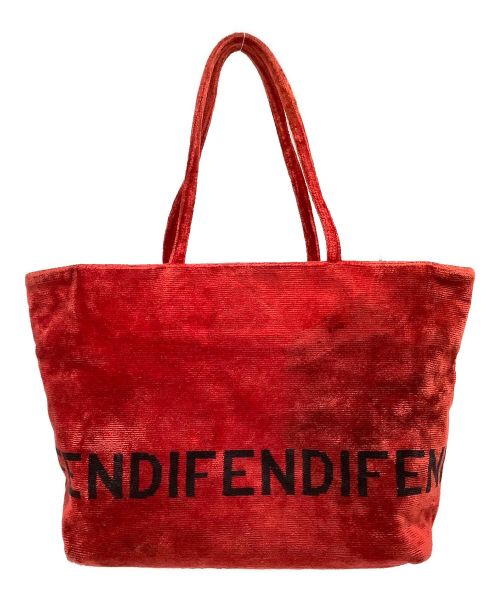 FENDI（フェンディ）FENDI (フェンディ) コーデュロイトートバッグ レッドの古着・服飾アイテム
