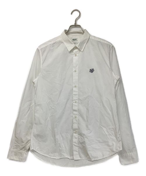KENZO（ケンゾー）KENZO (ケンゾー) 刺繍長袖シャツ ホワイト×ネイビー サイズ:42の古着・服飾アイテム