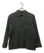 COMOLI（）の古着「ウールチェックオープンカラーシャツ」｜グレー×グリーン