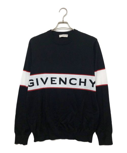 GIVENCHY（ジバンシィ）GIVENCHY (ジバンシィ) ロゴクルーネックニット ブラック サイズ:Lの古着・服飾アイテム