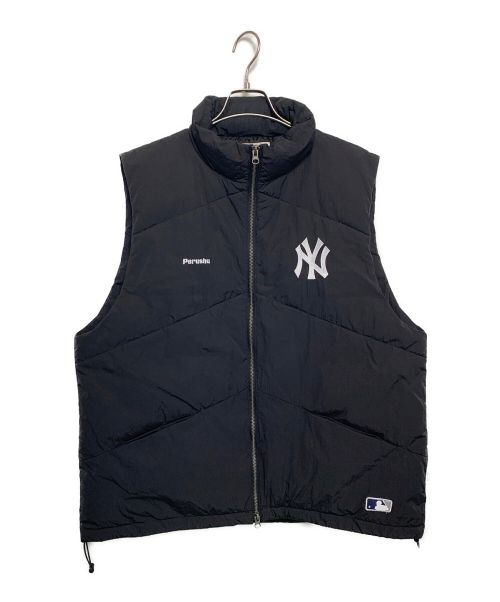 PERUSHU（ペルーシュ）Perushu (ペルーシュ) MLB GENUINE MERCHANDISE 中綿ベスト ニューヨークヤンキース ブラック サイズ:Lの古着・服飾アイテム