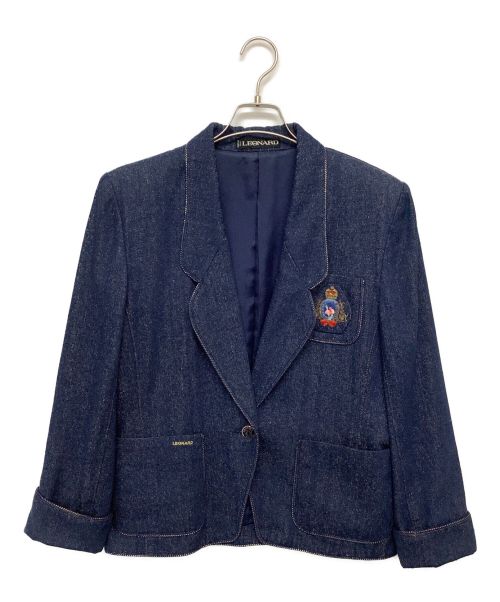 LEONARD（レオナール）LEONARD (レオナール) シルクテーラードジャケット ブルー サイズ:9ARの古着・服飾アイテム