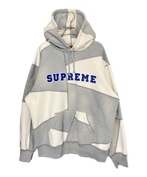 SUPREME（シュプリーム）SUPREME (シュプリーム) patchwork hooded sweatshirt グレー×ホワイト サイズ:Lの古着・服飾アイテム
