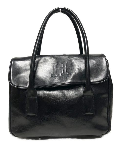 HIROFU（ヒロフ）HIROFU (ヒロフ) レザーハンドバッグ ブラックの古着・服飾アイテム