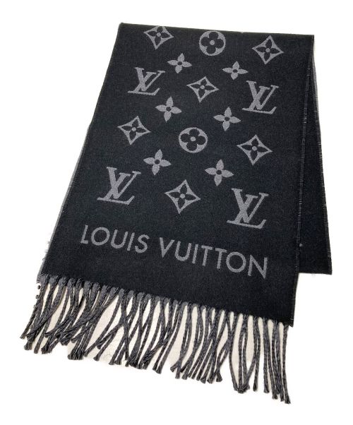 LOUIS VUITTON（ルイ ヴィトン）LOUIS VUITTON (ルイ ヴィトン) マフラー・オール アバウト モノグラム ブラック×グレーの古着・服飾アイテム
