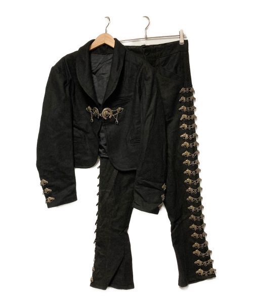 USED（ユーズド）USED (ユーズド) ウールセットアップスーツ ブラック サイズ:実寸参照の古着・服飾アイテム