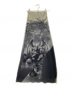 Jean Paul Gaultier FEMMEジャンポールゴルチェフェム）の古着「デビルプリントロングスカート」｜ベージュ×グレー