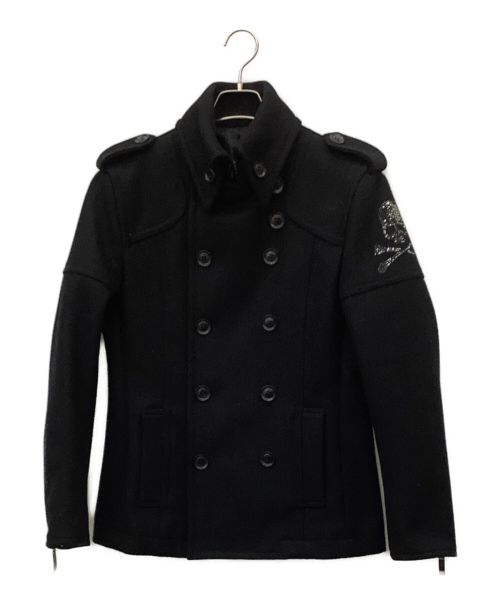 Roen（ロエン）Roen (ロエン) スワロフスキースカル Pコート ブラック サイズ:46の古着・服飾アイテム