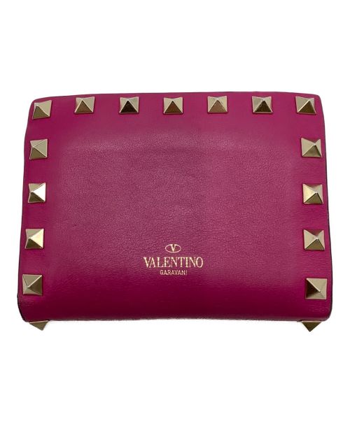 VALENTINO GARAVANI（ヴァレンティノ・ガラヴァーニ）VALENTINO GARAVANI (ヴァレンティノ・ガラヴァーニ) スタッズ2つ折り財布 ピンクの古着・服飾アイテム