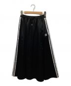 adidas Originalsアディダスオリジナル）の古着「ロングサテンスカート」｜ブラック×ホワイト