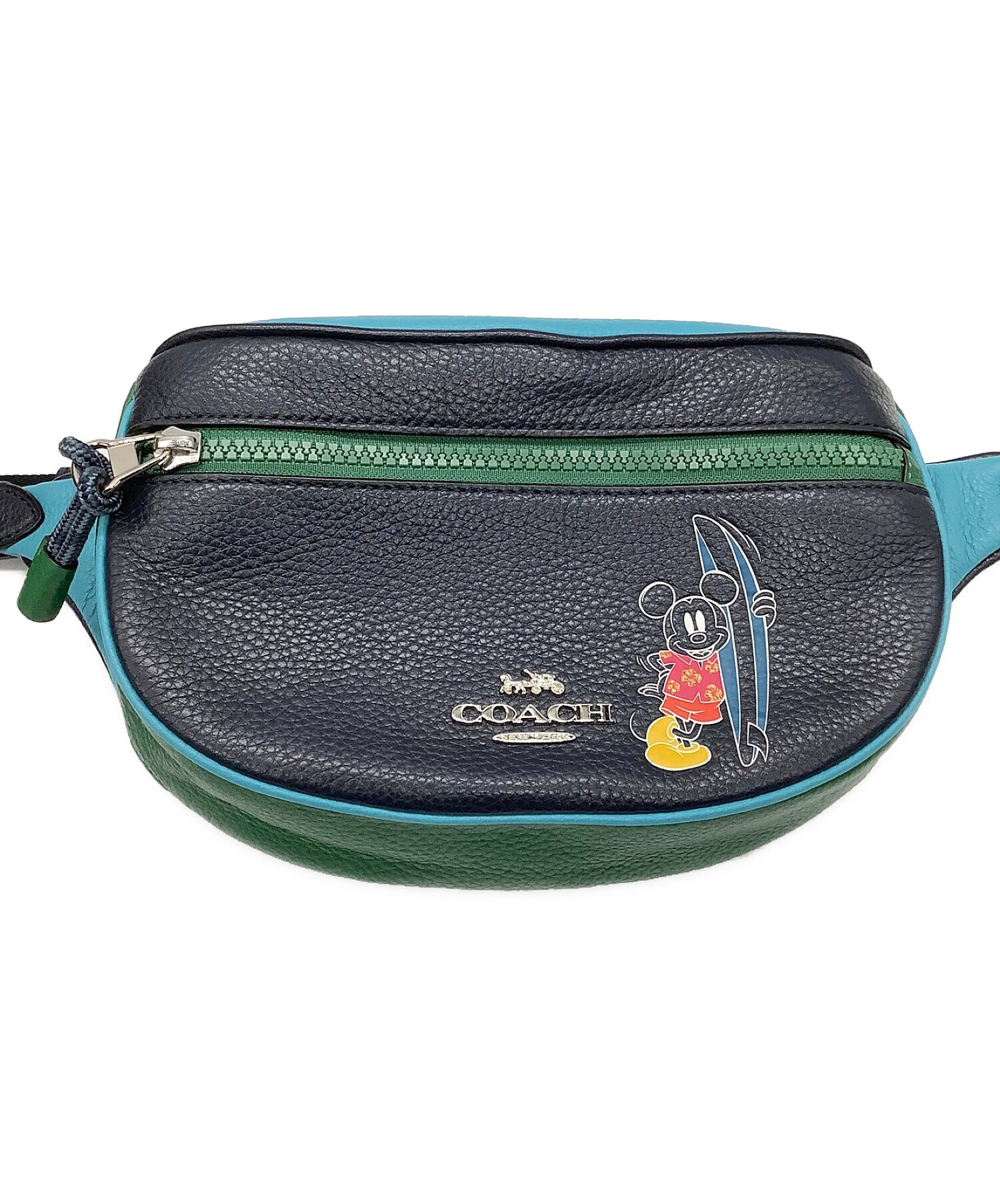 中古 古着通販 Coach X Disney コーチ ディズニー ウエストバッグ ミッキー ネイビー グリーン ブランド 古着通販 トレファク公式 Trefac Fashion