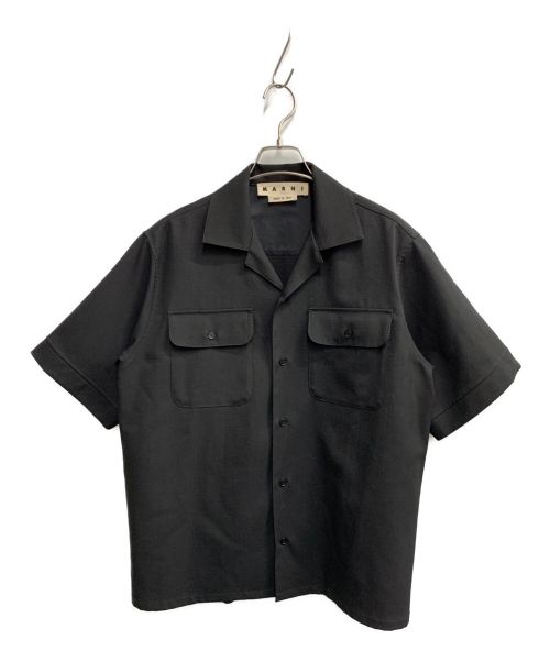 MARNI（マルニ）MARNI (マルニ) リップストップオープンカラーシャツ ブラック サイズ:46の古着・服飾アイテム
