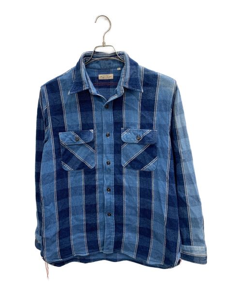 SUGAR CANE（シュガーケーン）SUGAR CANE (シュガーケーン) インディゴフランネルシャツ ブルー×ネイビー サイズ:Lの古着・服飾アイテム