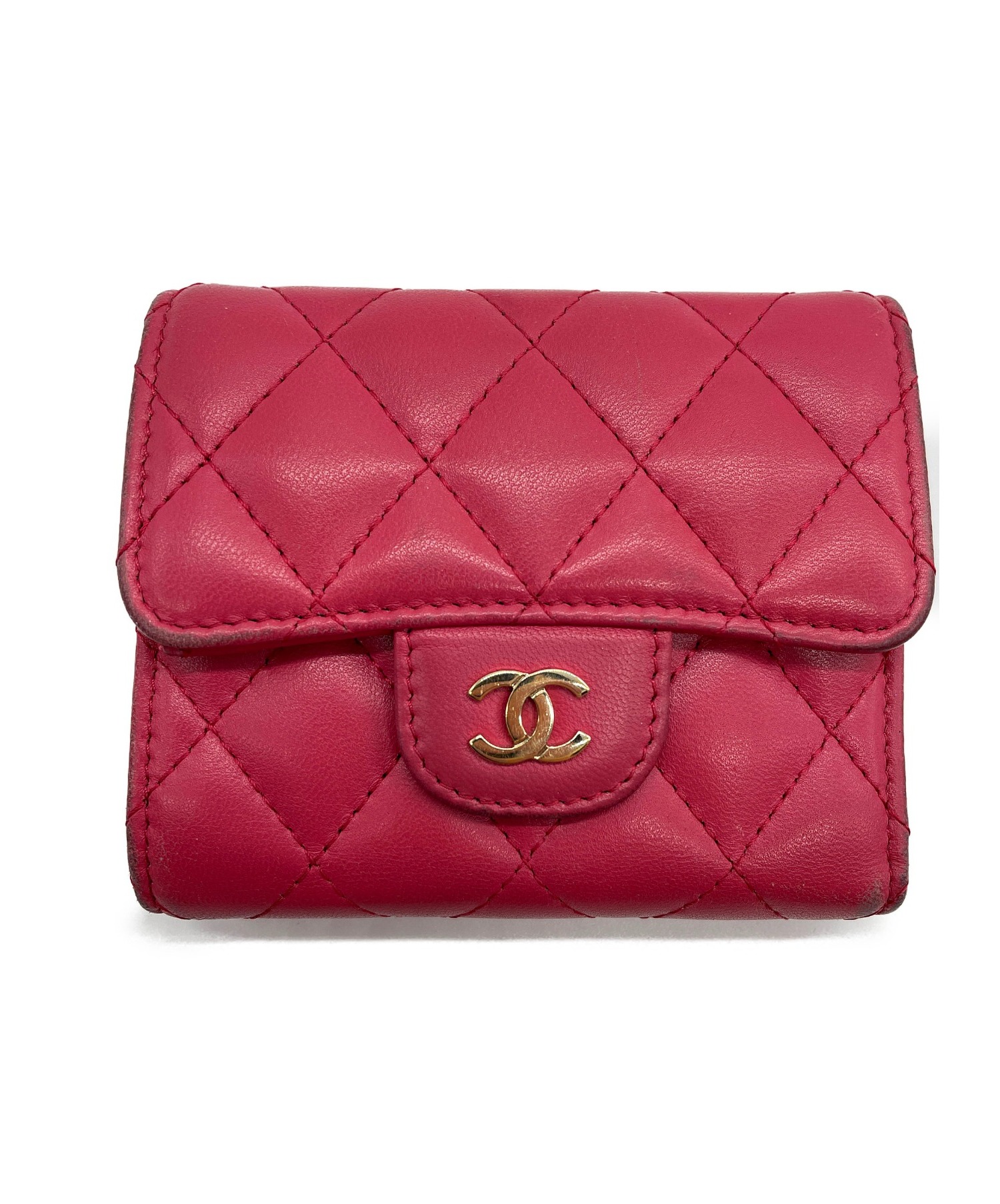 中古 古着通販 Chanel シャネル 3つ折り財布 マトラッセ ピンク ブランド 古着通販 トレファク公式 Trefac Fashion