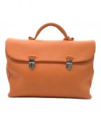 大峡製鞄オオバセイホウ）の古着「レザーブリーフケース」｜オレンジ