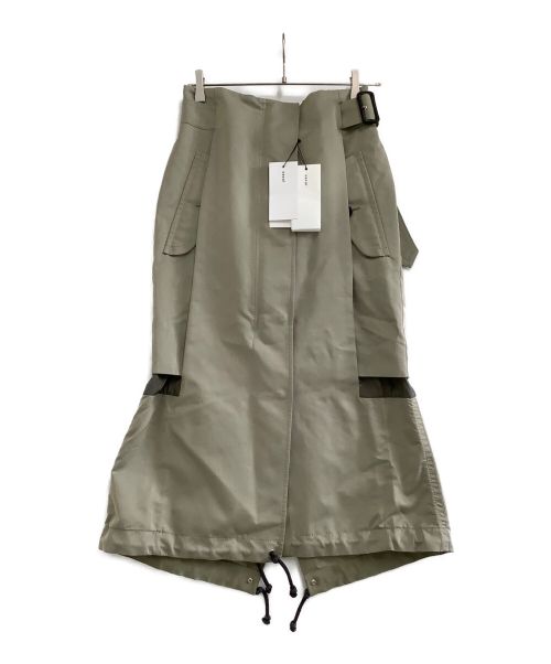 sacai（サカイ）sacai (サカイ) コットン ギャバジン ミックス スカート グリーン サイズ:1の古着・服飾アイテム