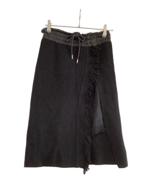 sacai（サカイ）sacai (サカイ) ニットフリンジスカート ブラック サイズ:２の古着・服飾アイテム