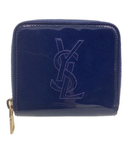 Yves Saint Laurent（イヴサンローラン）Yves Saint Laurent (イヴサンローラン) 2つ折りエナメル財布 ブルーの古着・服飾アイテム