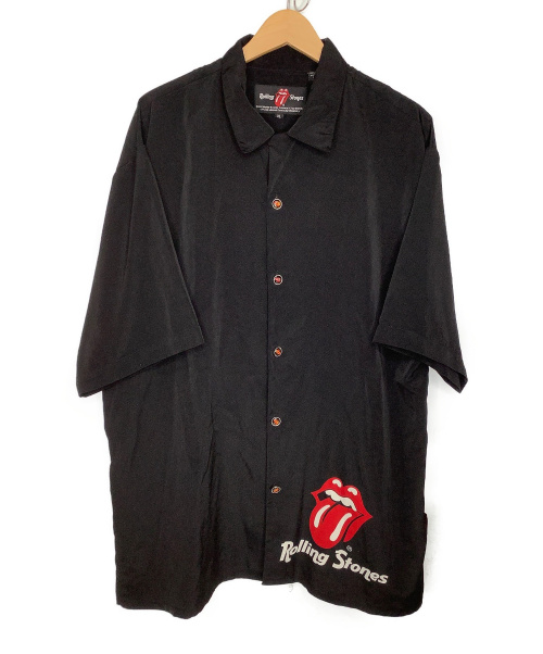 ROLLING STONES（ローリングストーンズ）ROLLING STONES (ローリングストーンズ) オープンカラーシャツ ブラック サイズ:XLの古着・服飾アイテム