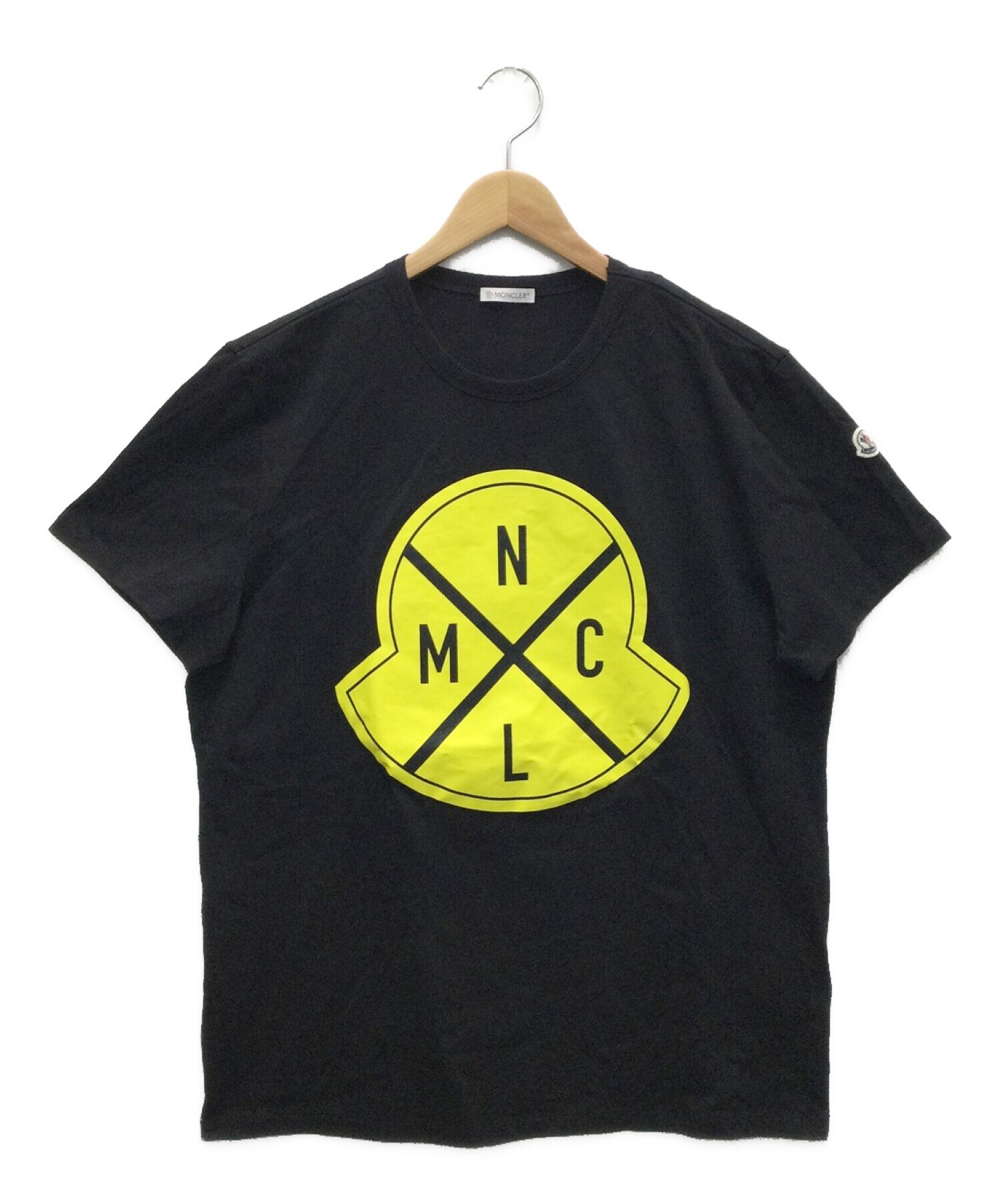 MONCLER (モンクレール) プリントTシャツ ブラック×イエロー サイズ:XL