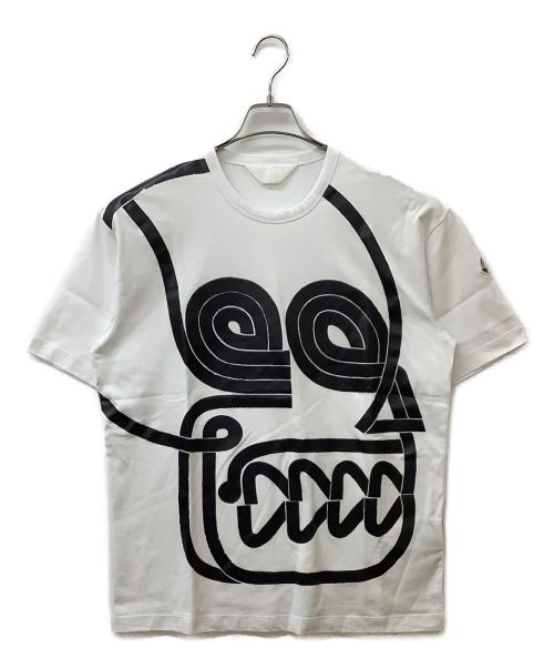 MONCLER（モンクレール）MONCLER (モンクレール) プリントTシャツ ホワイト×ブラック サイズ:2の古着・服飾アイテム