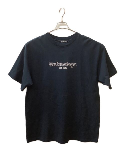 BALENCIAGA（バレンシアガ）BALENCIAGA (バレンシアガ) 刺繍ロゴTシャツ ネイビー サイズ:XXSの古着・服飾アイテム