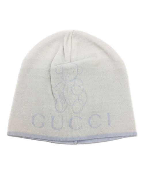 GUCCI（グッチ）GUCCI (グッチ) ニット帽 ホワイト×ライトブルー 未使用品の古着・服飾アイテム