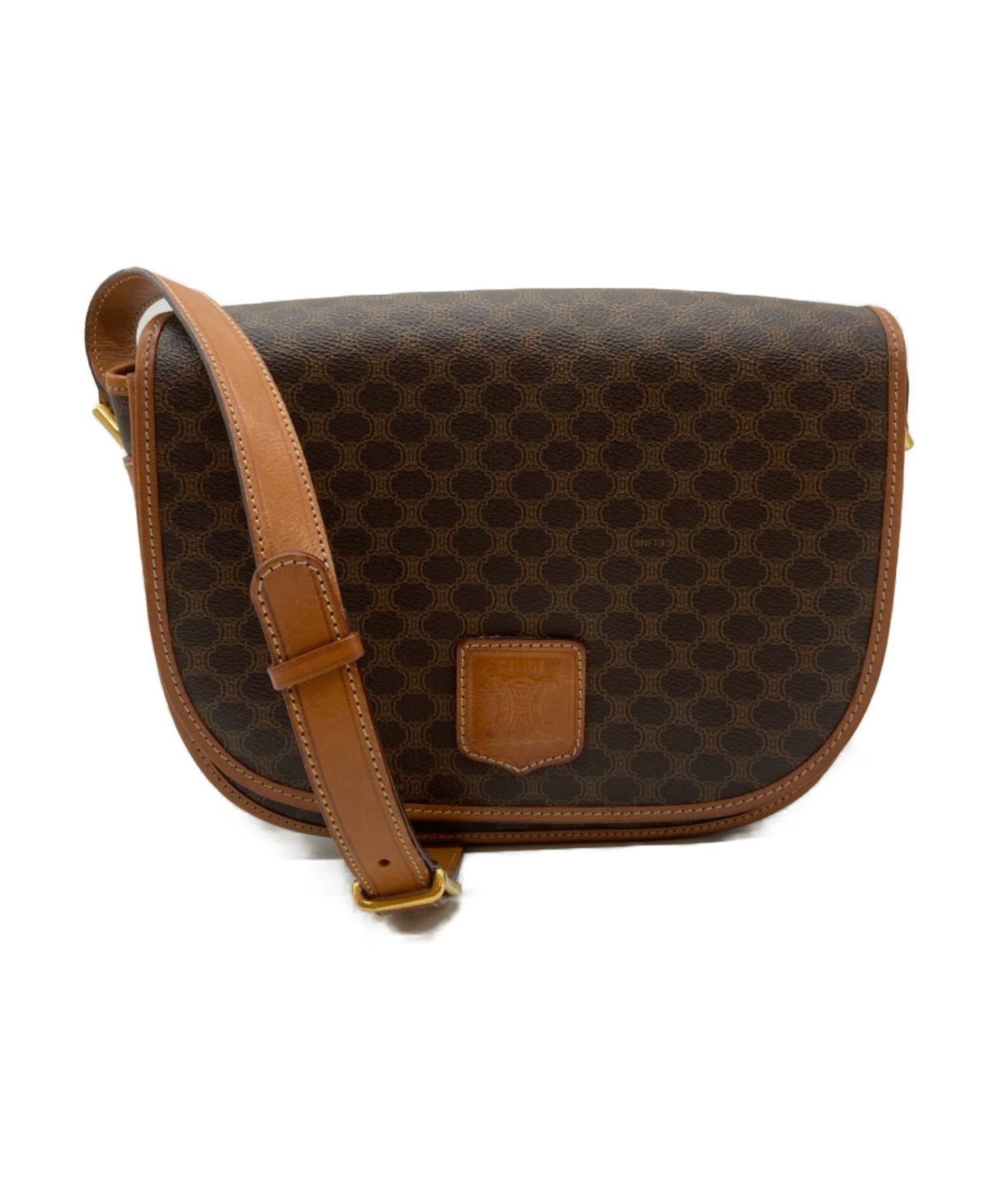 中古 古着通販 Celine セリーヌ Old ラウンドショルダーバッグ ブラウン Old Celine M17 1 マカダム柄 ブランド 古着通販 トレファク公式 Trefac Fashion