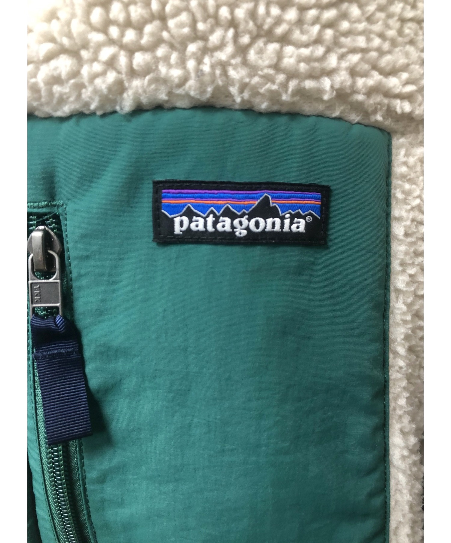 Patagonia (パタゴニア) ボアジャケット ベージュ×グリーン サイズ:XXS