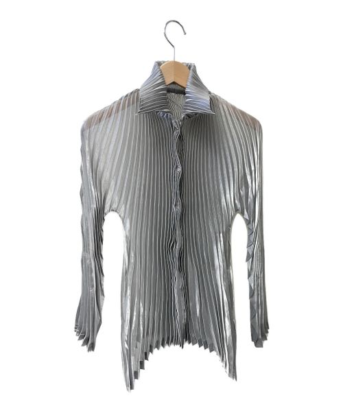 ISSEY MIYAKE FETE（イッセイミヤケフェット）ISSEY MIYAKE FETE (イッセイミヤケフェット) デザインプリーツシャツ シルバー サイズ:Lの古着・服飾アイテム