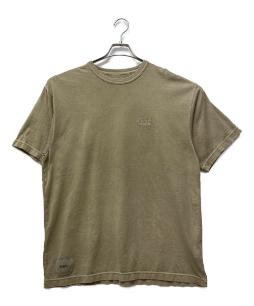 WTAPS（ダブルタップス）WTAPS (ダブルタップス) ロゴ刺繍オーバーダイ加工Tシャツ ベージュ サイズ:X02の古着・服飾アイテム
