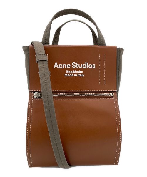 Acne studios（アクネ ストゥディオス）ACNE STUDIOS (アクネストゥディオス) ペイパリーナイロントートバッグ オリーブ×ブラウンの古着・服飾アイテム