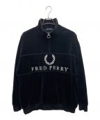 FRED PERRYフレッドペリー）の古着「90sロゴ ベロアハーフジップ」