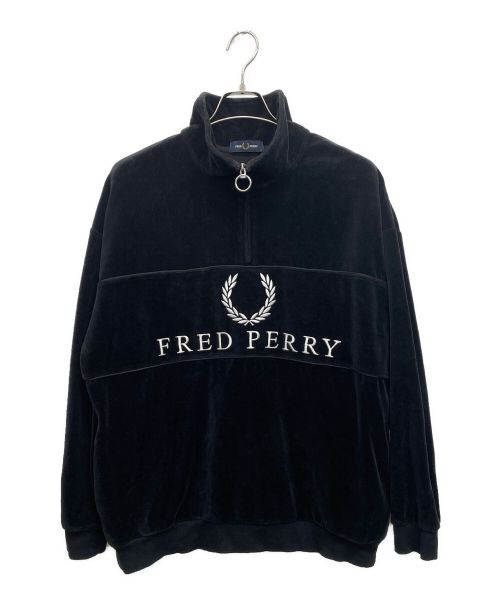 FRED PERRY（フレッドペリー）FRED PERRY (フレッドペリー) 90sロゴ ベロアハーフジップ サイズ:Mの古着・服飾アイテム