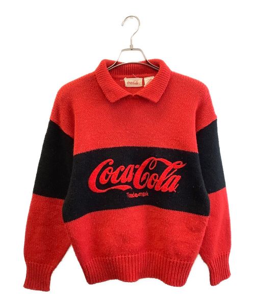 Coca Cola（コカコーラ）Coca Cola (コカコーラ) ワイドカラーセーター レッド×ブラック サイズ:Mの古着・服飾アイテム