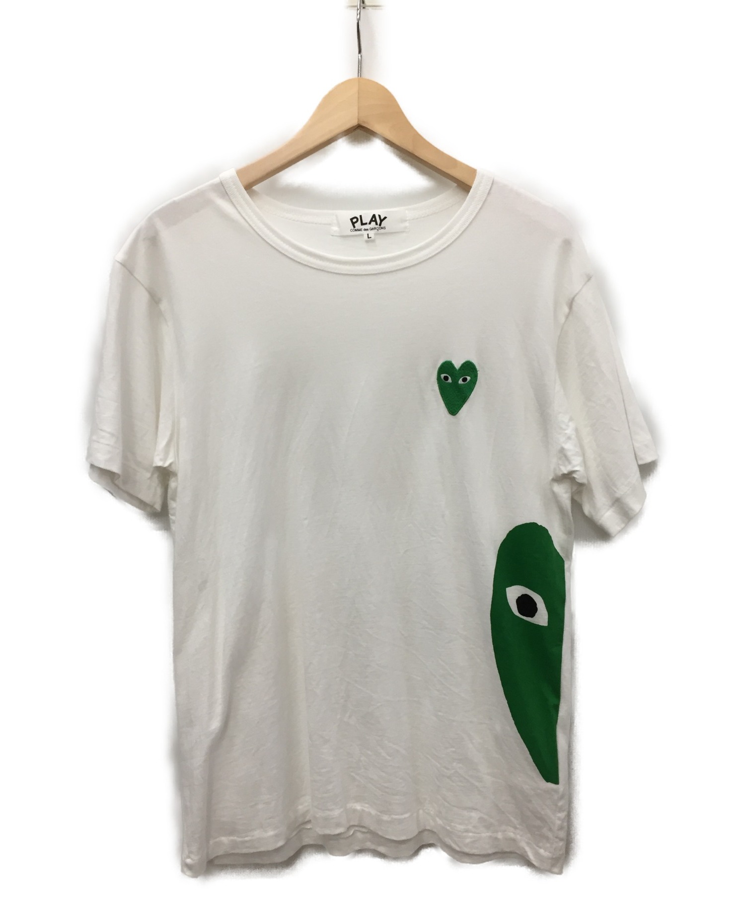 COMME des GARCONS PLAY (コムデギャルソンプレイ) 半袖Tシャツ ホワイト×グリーン サイズ:SIZE Ｌ