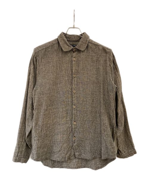 FRANK LEDER（フランクリーダー）FRANK LEDER (フランクリーダー) グレンチェックラウンドカラーシャツ ブラウン サイズ:Mの古着・服飾アイテム