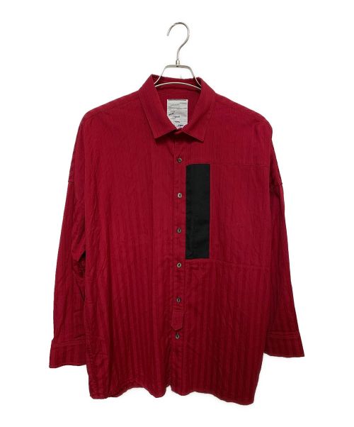 SHAREEF（シャリーフ）SHAREEF (シャリーフ) シャドウストライプ ロングスリーブシャツ レッド サイズ:2の古着・服飾アイテム