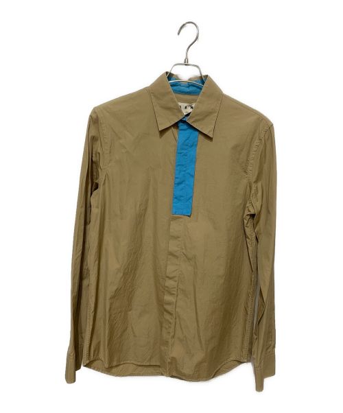 MARNI（マルニ）MARNI (マルニ) ネクタイトロンプルブロードシャツ ベージュ×ブルー サイズ:48の古着・服飾アイテム