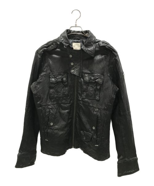 DIESEL（ディーゼル）DIESEL (ディーゼル) シワ加工レザージャケット ブラック サイズ:Lの古着・服飾アイテム